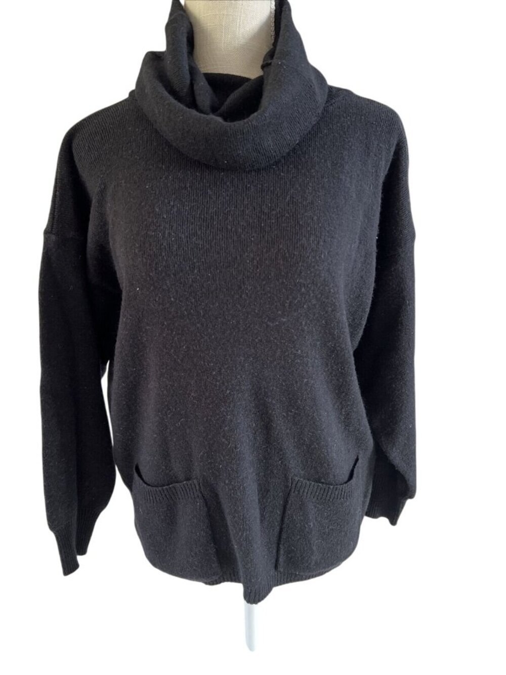 Adolfo Collectibles Black Turtleneck Sweater With Front Pockets  Medium
